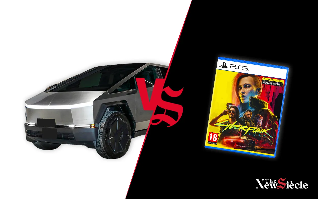 le versus Véhicule Tesla Cybertruck vs jeu vidéo Cyberpunk 2077