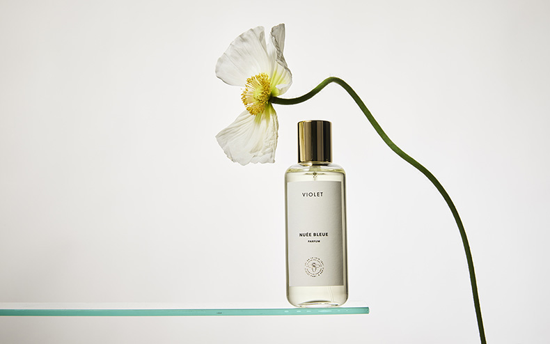 Maison violet présentation nuée bleu