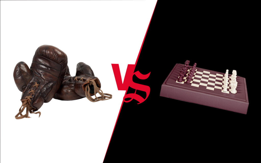 Jeu d’échecs Hector Saxe VS gants de boxe John Woodbridge