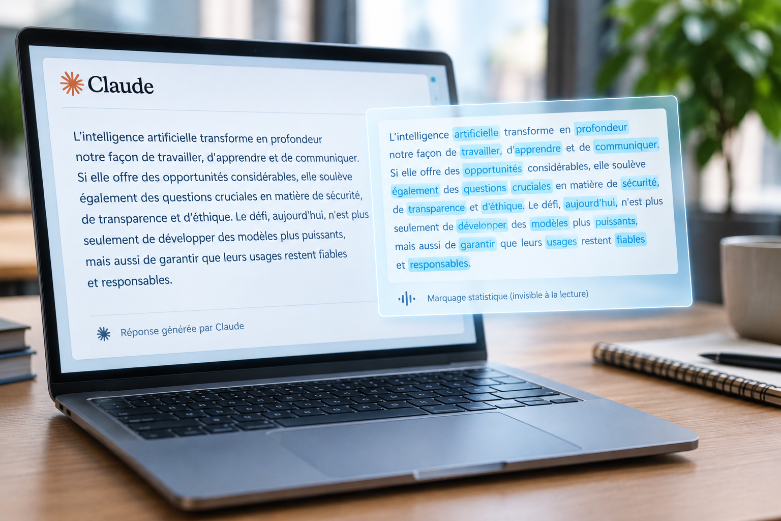 IA filigrane textuel Claude